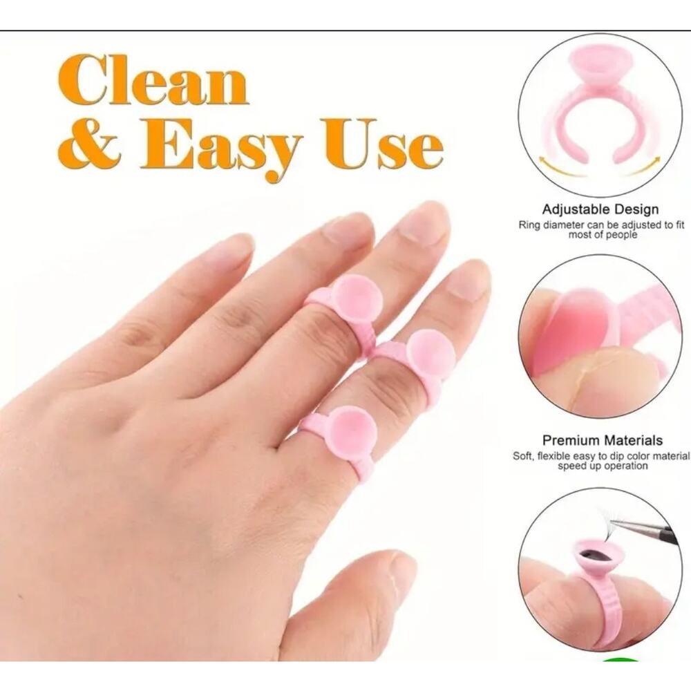 Eyelash Glue Rings 100PCS Lash Glue‎ Holder Pallet for Lash Extension